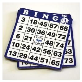 Hard Plastic Coated Blue Bingo Cards- Box Of 100