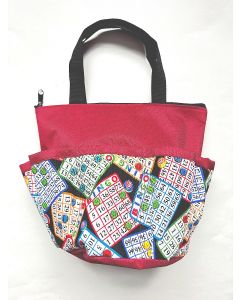 10 Pocket Bingo Cards and Chips Zipper Bag- Red
