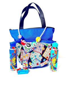 Bingo Bag Gift Set- 10 Pocket Zipper- Blue Bag