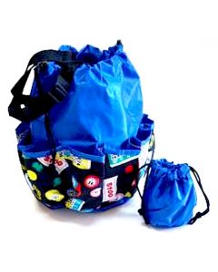 10 Pocket Lucky Bingo Blue Drawstring Bag