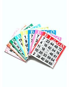 1 on 5 up Color Collated Bingo Paper Cards- Case of 3000 Sheets