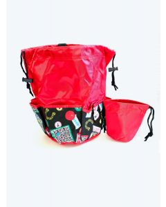 10 Pocket Lucky Bingo Red Drawstring Bag with Coin Purse