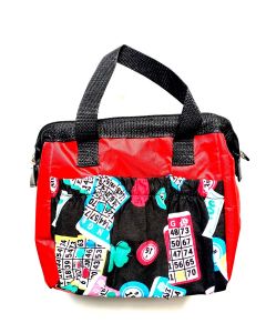 6 Pocket Lucky Bingo Red Zipper Bag