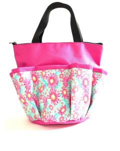 10 Pocket Pink Flowers- Pink Zipper Bag