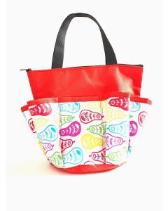 10 Pocket Pears Red Zipper Bag