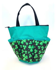 10 Pocket Lucky Four Leaf Clover- Green Zipper Bingo Bag