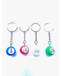 Keychain- Mini Bingo Balls- Set of 4- Four Colors