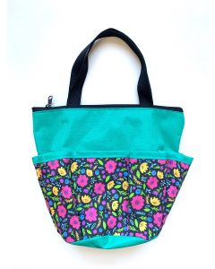 10 Pocket Blooming Flowers- Green Zipper Bag