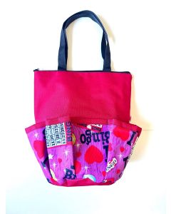 10 Pocket I Love Bingo Red Zipper Bag- EXTRA LARGE