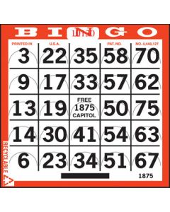 1 on Bingo Pushout Paper- 250 Cards Per Pack